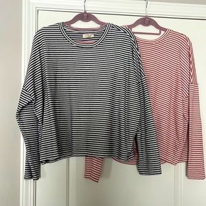 Two Bundle: XXL Madewell Dolman Stripe Long Sleeve Tees